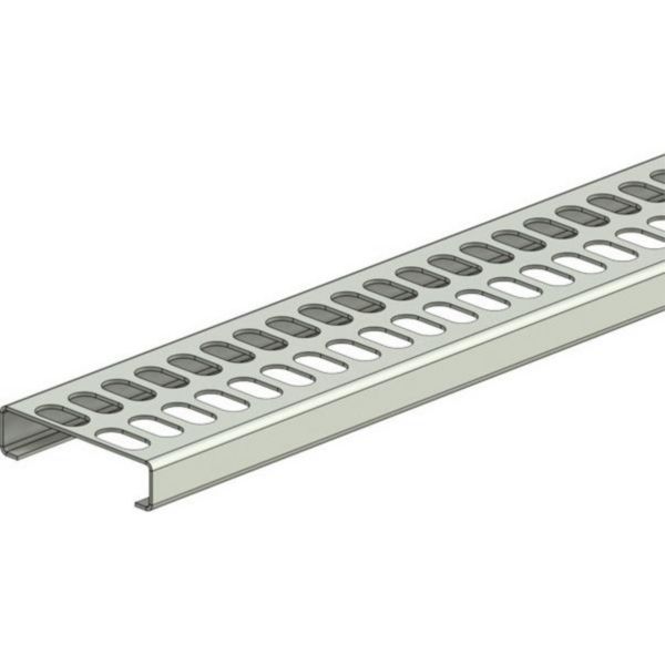 Chemin de câbles Télex-rail - hauteur 13mm, largeur 50mm, longueur 2m et perforation 7,5x15mm - finition Inox 316L