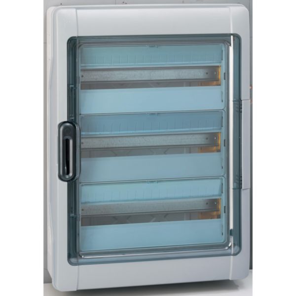 Coffret étanche Plexo³ 4x18 modules avec embouts à perforation directe prémontés IP65 IK09 - Gris