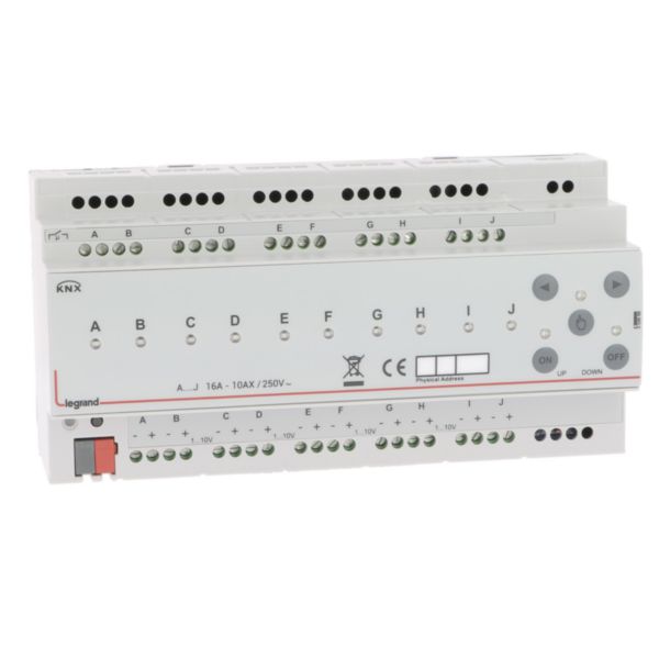 Contrôleur modulaire KNX pour variation 1V à 10V - 10 sorties 1V à 10V et 10 sorties 16A - 10 modules