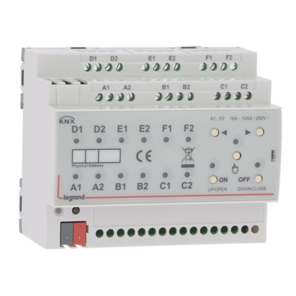 Contrôleur modulaire ON/OFF multi-applications KNX - raccordement multiphases 12 sorties 16A - 6 modules