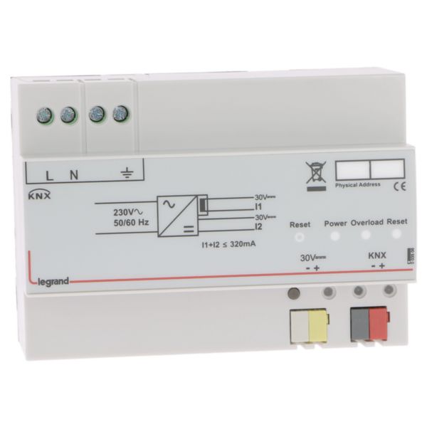 Alimentation modulaire BUS KNX 150V~ à 275V~ - 30V= - 320mA - 7 modules