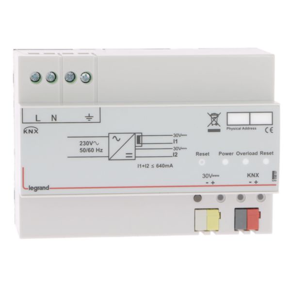 Alimentation modulaire BUS KNX 150V~ à 275V~ - 30V= - 640mA - 7 modules