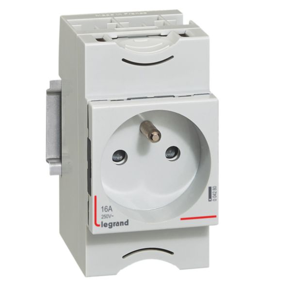 Prise de courant modulaire 10A à 16A 250V~ - 2P+T à éclips - 2,5 modules
