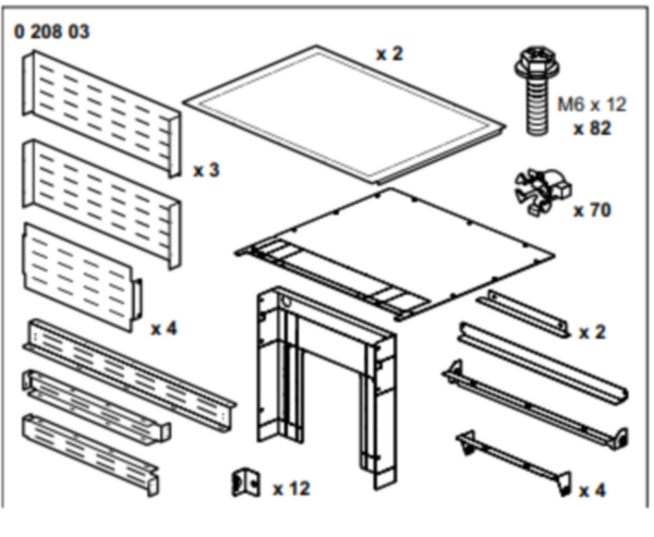 Kit caisson DMX³2500 et DMX³4000 pour armoire largeur 36 modules profondeur 725mm pour formes XL³