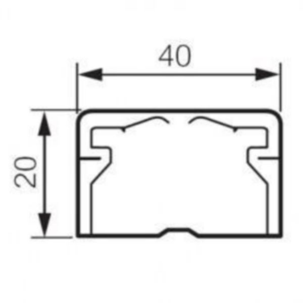 Moulure DLPlus 40x20mm 1 compartiment longueur 2,1m - blanc