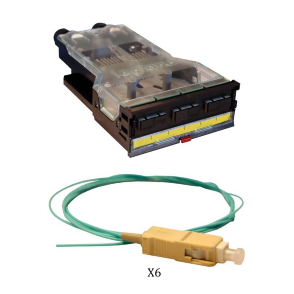 Cassette LCS³ fibre optique pré-équipée 1 bloc SC duplex pour 6 fibres multimode 50/125μm