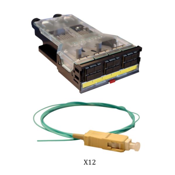 Cassette LCS³ fibre optique pré-équipée 1 bloc SC duplex pour 12 fibres multimode 50/125μm