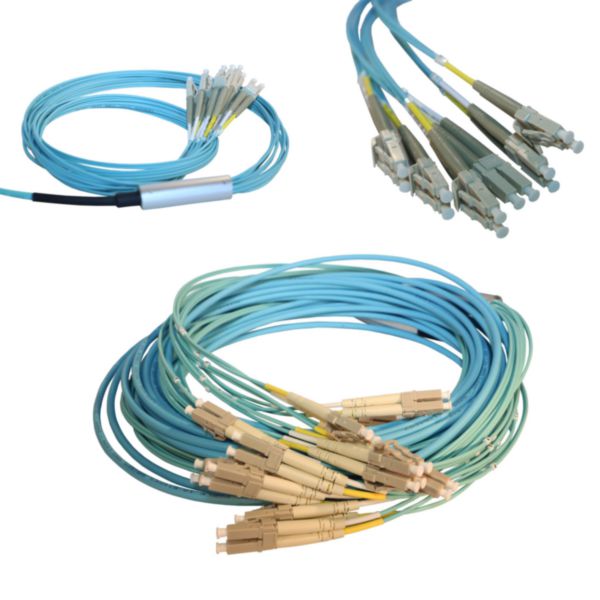 Microcâble OM3 Fan-out et Fan-out LCS³ - 6 LC Duplex et 6 LC Duplex - longueur 10m