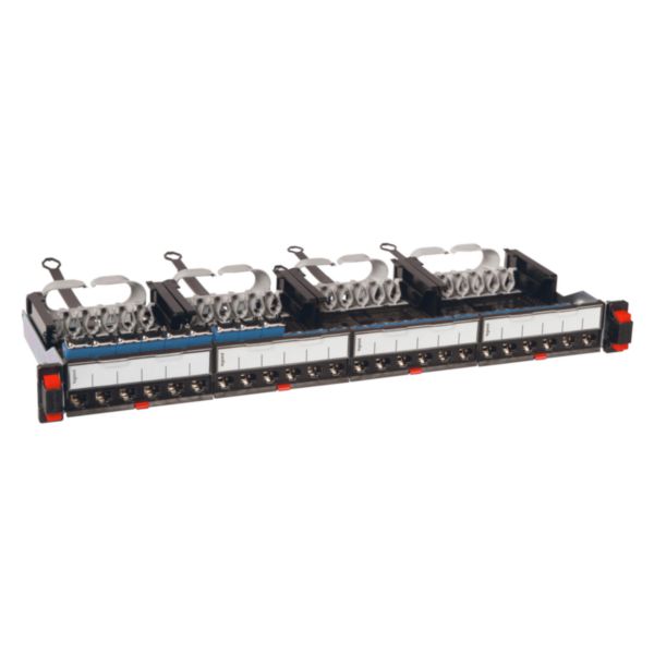 Panneau de brassage droit 19pouces 1U LCS³ catégorie 6 équipé de 24 connecteurs RJ45 FTP