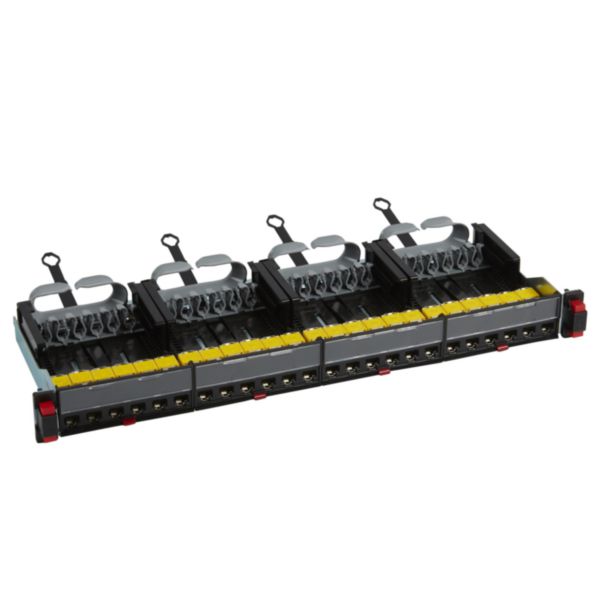 Panneau de brassage droit 19pouces 1U LCS³ catégorie 6A équipé de 24 connecteurs RJ45 UTP