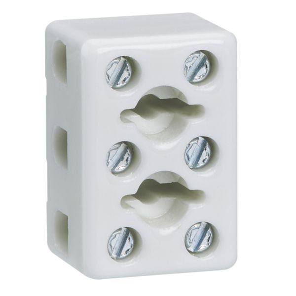 Bloc de jonction porcelaine tripolaire avec 2 trous de fixation entraxe 10mm capacité 2,5mm²