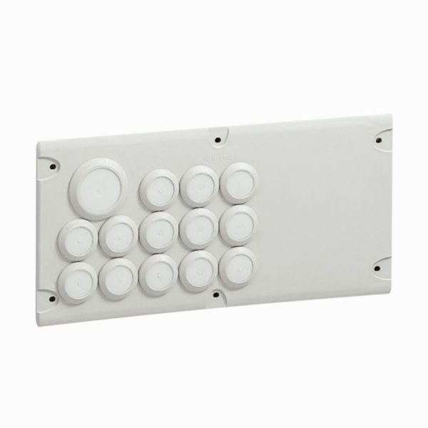 Plaque Cabstop IP55 avec 13 entrées Ø5mm à Ø14mm et 1 sortie Ø14mm à Ø24mm