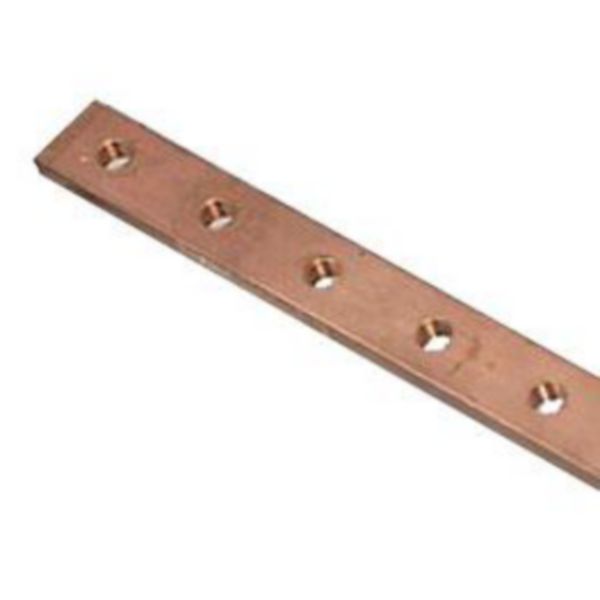Barre cuivre à trous taraudés 12x2mm - 110A admissibles - longueur 990mm