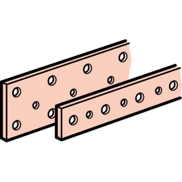 Barre cuivre plate rigide à trous taraudés section 18x4mm - 245A ou 200A admissibles - longueur 990mm
