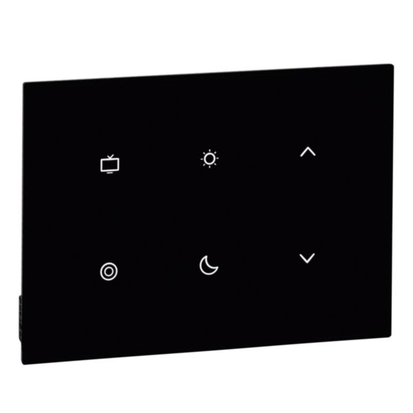Commande tactile 4 scénarios et commande des ouvrants pour gestion de la chambre d'hôtel - noir