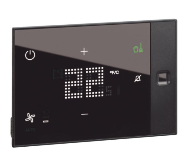 Thermosat avec écran tactile pour hôtel Ux One encastré 230V avec services Ne pas déranger et Faire la Chambre - noir