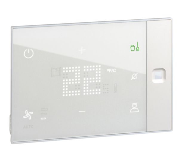 Thermostat écran tactile Ux One 230V pour gestion chauffage et climatisation chambre d'hôtel - encastré personnalisable