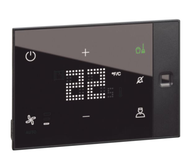 Thermostat écran tactile Ux One 230V pour gestion chauffage et climatisation chambre d'hôtel - saillie personnalisable