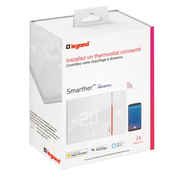 Thermostat connecté Smarther with Netatmo pour montage encastré 2 modules - blanc