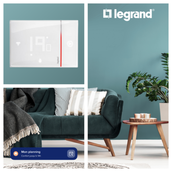 Thermostat tactile connecté Smarther with Netatmo pour gestion du chauffage - blanc montage en saillie