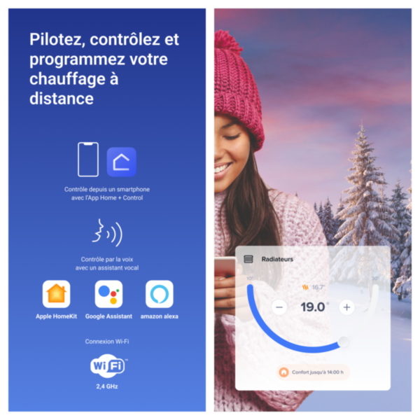 Thermostat tactile connecté Smarther with Netatmo pour gestion du chauffage - blanc montage en saillie