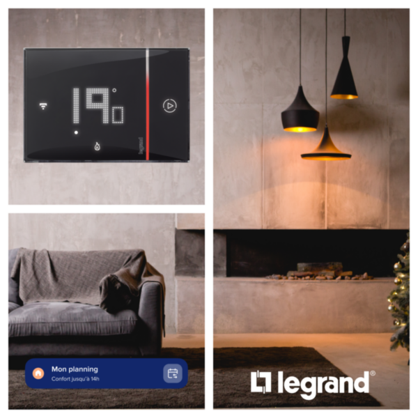 Thermostat connecté Smarther with Netatmo pour montage encastré 2 modules - noir