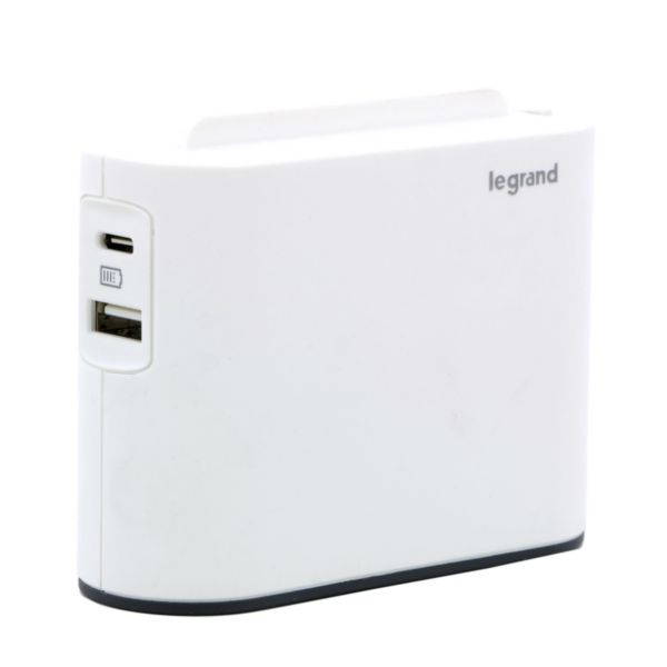 Biplite mural compact, 2 prises blanc LEGRAND