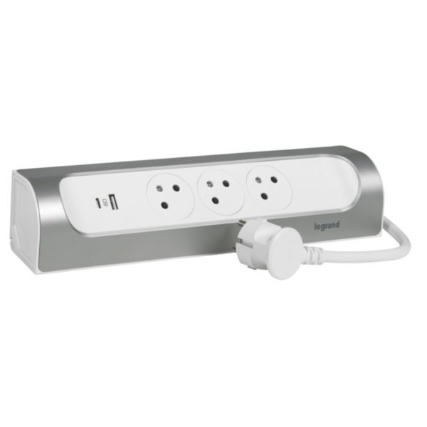 Multiprise plate avec USB C, rallonge 18 W avec 3 ports USB et 3 prises,  multiprise à charge rapide de 1,5 m pour les voyages en bateau de  croisière, la maison, le bureau 