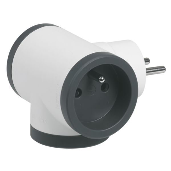 Fiche triplite avec 3 prises latérales avec terre 16A 3680W - blanc et gris foncé