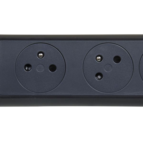Rallonge multiprise rotative avec 3 prises de courant Surface , interrupteur et cordon 1,5m - noir et gris foncé