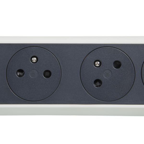 Rallonge multiprise avec bloc rotatif de 4 prises 2P+T Surface , interrupteur et cordon longueur 3m - blanc et gris foncé