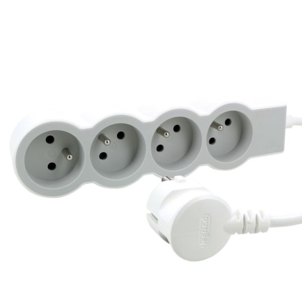 Rallonge 3m avec 2x USB 4,8A à charge ultra rapide - Blanc