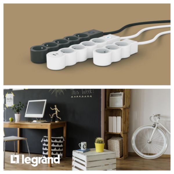 Rallonge multiprise 3 prises avec interrupteur avec cordon 3m - Blanc