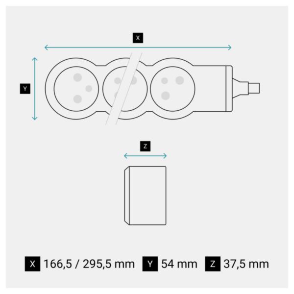 Rallonge multiprise 3 prises avec interrupteur avec cordon 3m - Blanc