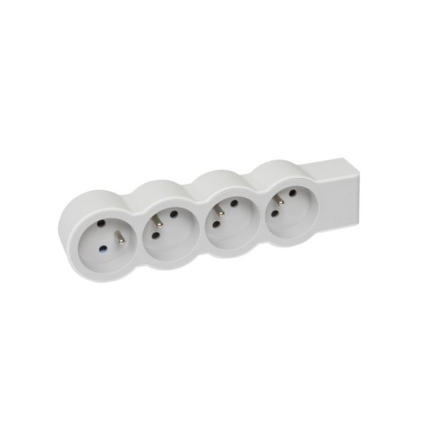 049496 Multiprise extra-plate équipée de 3 prises 2P+T 16A 3680W à câbler -  blanc et gris clair - professionnel