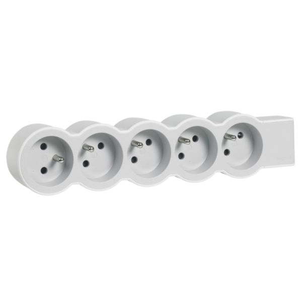 049498 Multiprise extra-plate équipée de 5 prises 2P+T 16A 3680W à câbler -  blanc et gris clair - professionnel