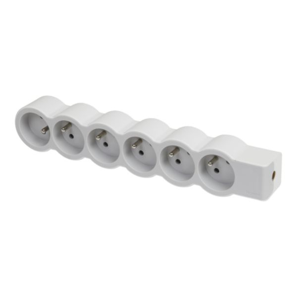 Multiprise extra-plate équipée de 6 prises 2P+T 16A 3680W à câbler - blanc et gris clair