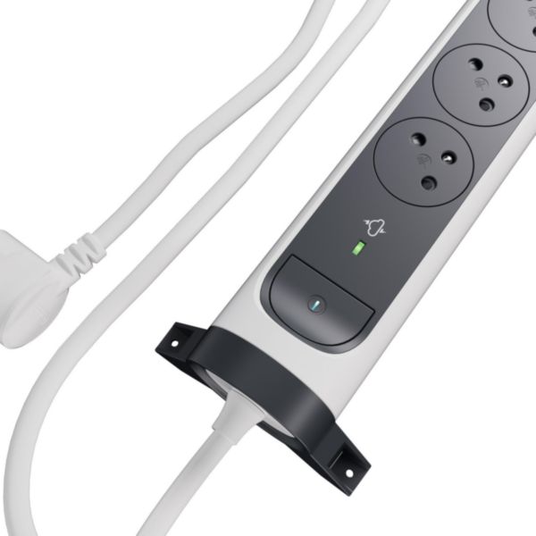 Rallonge multiprise avec bloc rotatif 3x2P+T Surface 16A 230V-3680W + 2 prises USB C 4A 5V-20W - Blanc/Noir