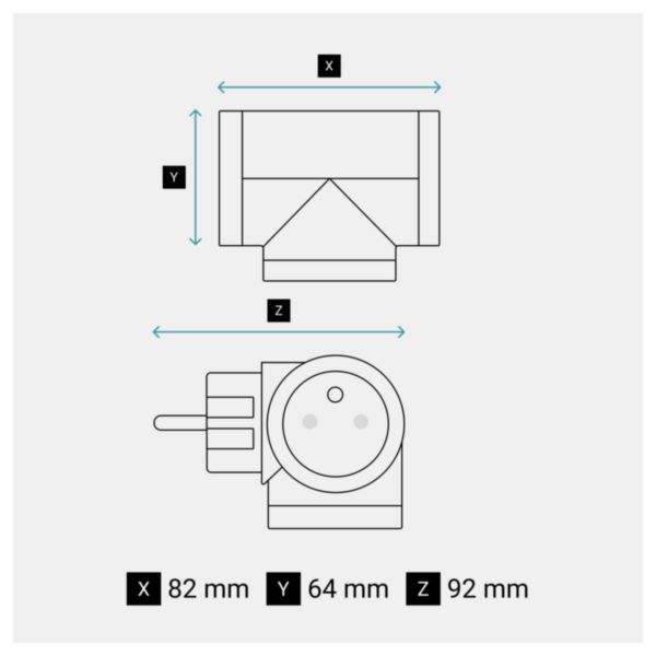 Fiche multiprise 2x2P+T latérales 16A 230V-3680W et 2 USB Type C 20W - Blanc/Noir