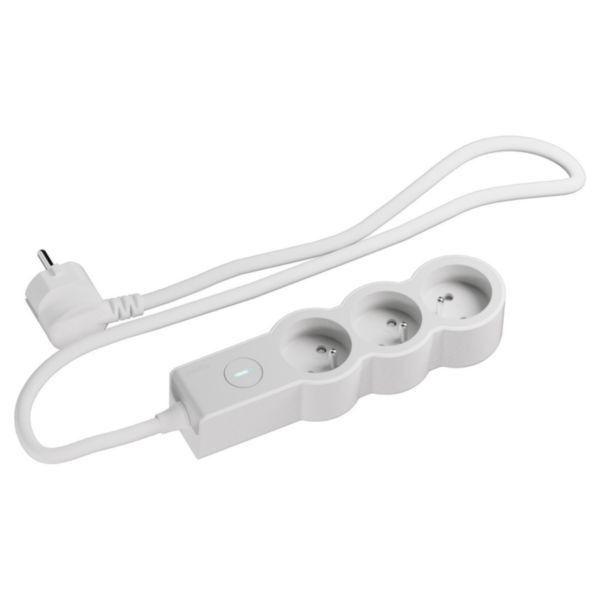 Rallonge multiprise 3 prises avec interrupteur avec cordon 1,5m - Blanc