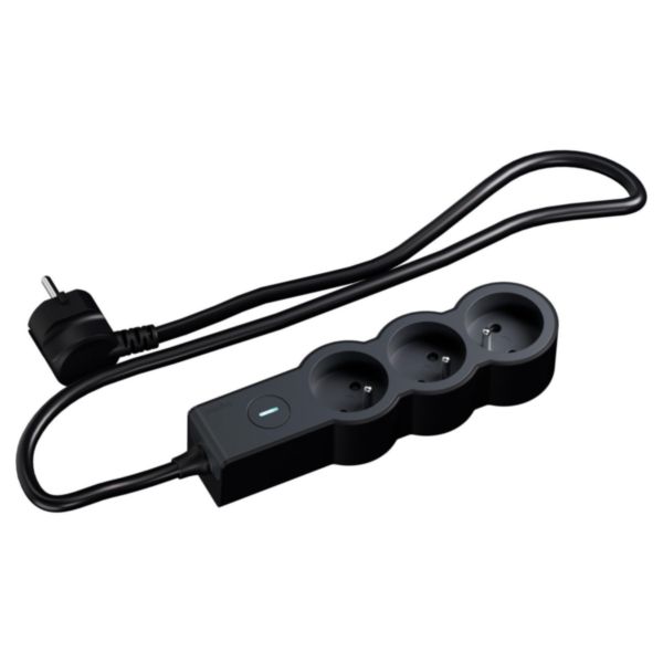Rallonge multiprise 3 x 2P+T 16A 230V-3680W avec interrupteur ON/OFF - cordon 1,5m - Noir