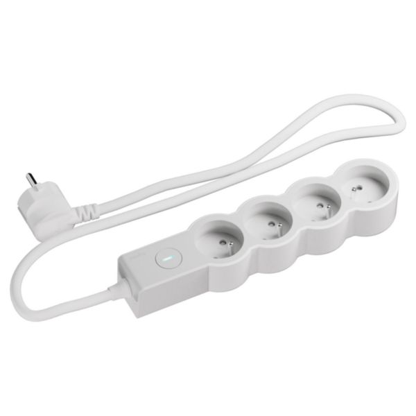 Rallonge multiprise 4 prises avec interrupteur avec cordon 1,5m - Blanc