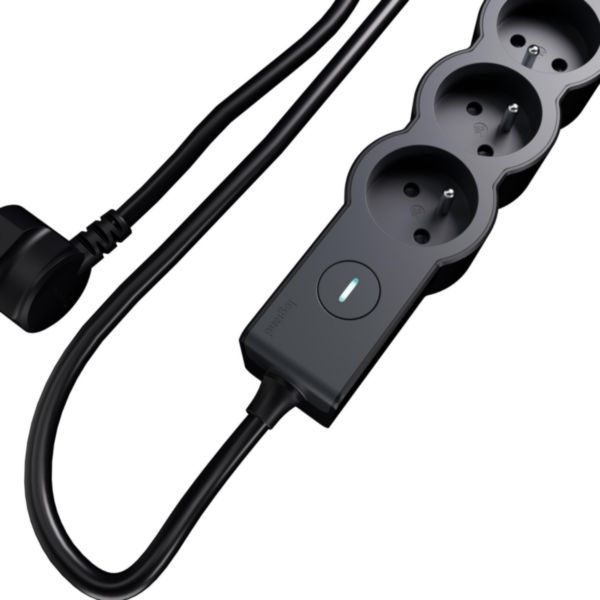 Rallonge multiprise 4 x 2P+T 16A 230V-3680W avec interrupteur ON/OFF - cordon 1,5m - Noir