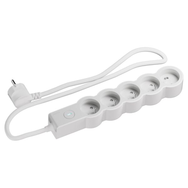 Rallonge multiprise 5 prises avec interrupteur avec cordon 1,5m - Blanc