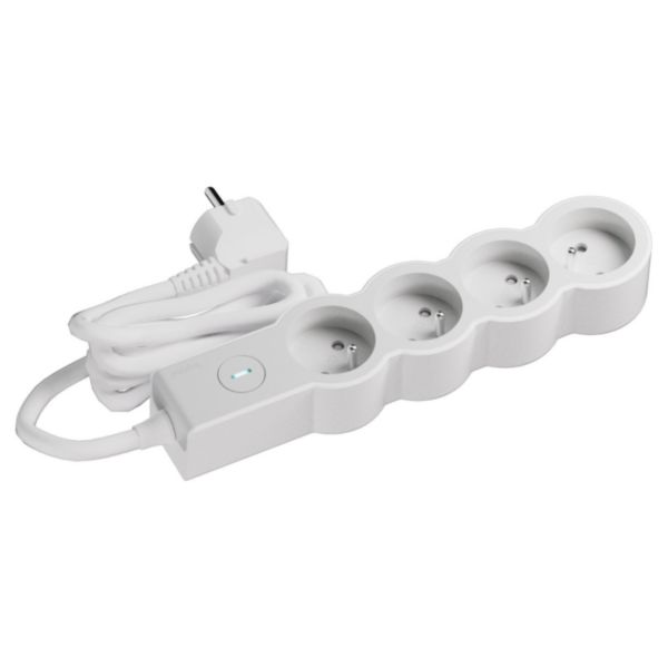 Rallonge multiprise4 prises avec interrupteur avec cordon 3m - Blanc