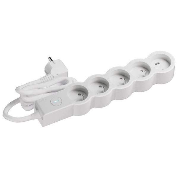 Rallonge multiprise 5 prises avec interrupteur avec cordon 3m - Blanc
