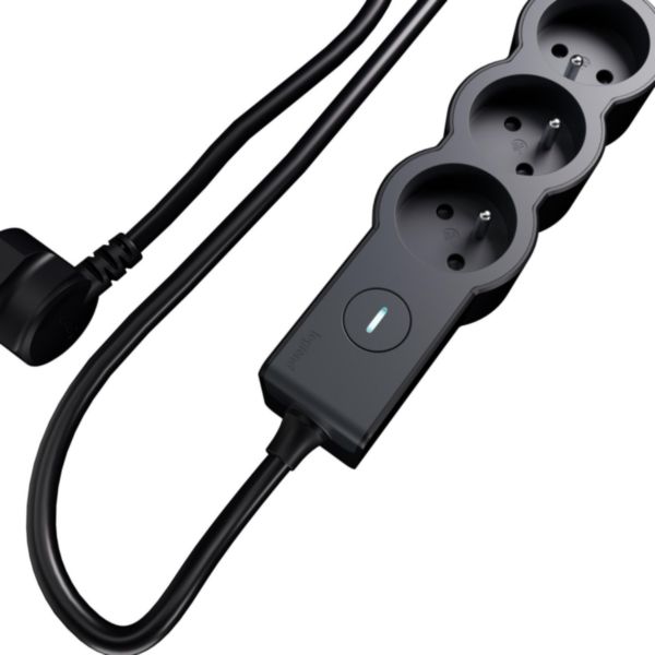 Rallonge multiprise 5 x 2P+T 16A 230V-3680W avec interrupteur ON/OFF - cordon 3m - Noir