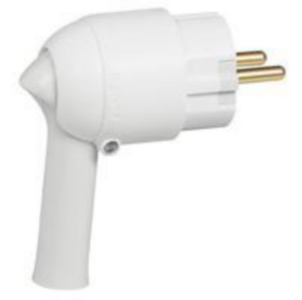 Fiche plastique 2P+T 16A à extraction facilitée et sortie latérale - blanc