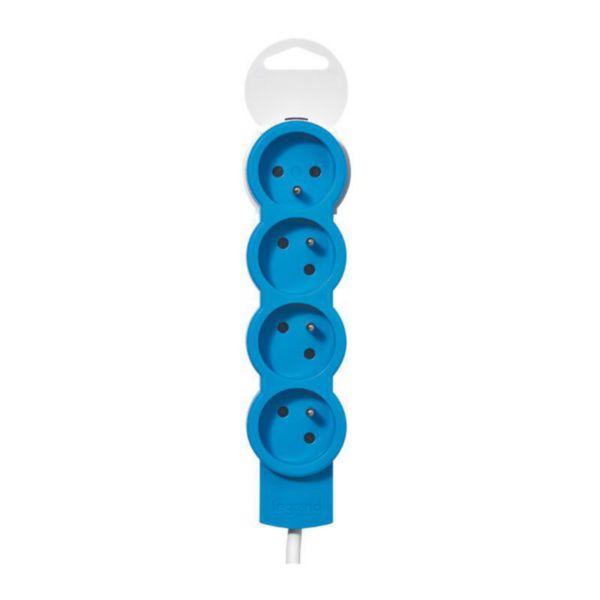 Rallonge 4 prises de courant - cordon 1,5m - Bleu