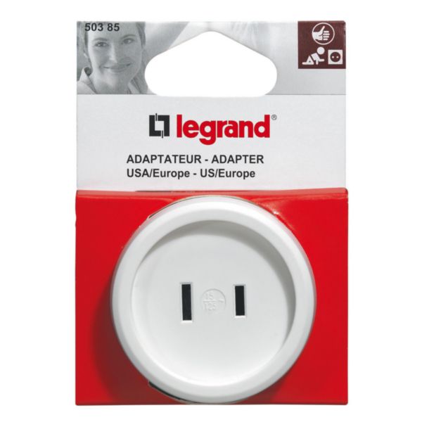 Adaptateur 2P 6A 230V pour fiche standard américain sur prise standard français